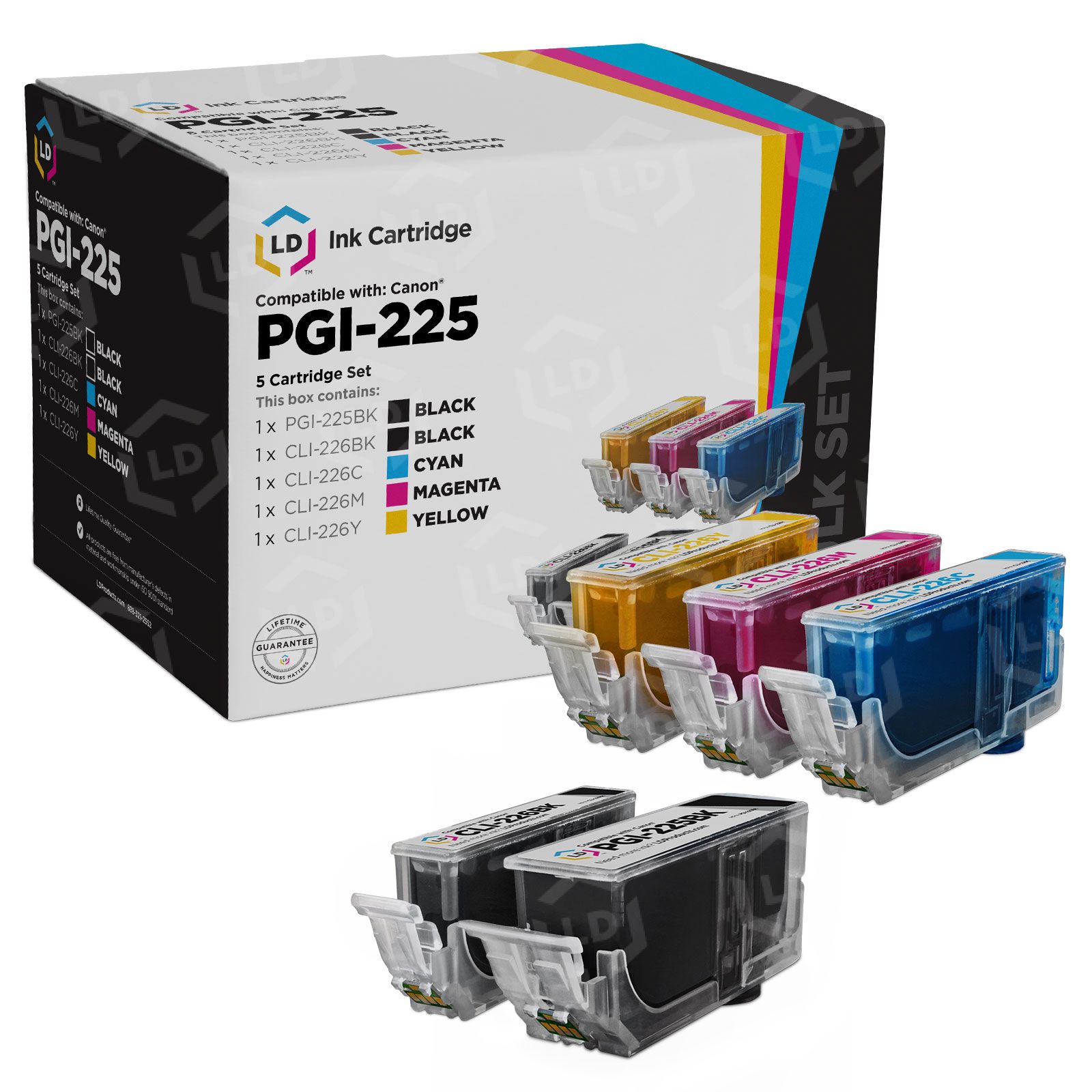 CMYi PGI-225 Pigment Black 4-Pack Ink Cartridges Compatible For Canon PGI- 225 - PIXMA IP4820, IP4920, MG5120, MG6120, MG6220, MG8120, MG8120B, MG8220, MX712, MX882, MX890, MX892 (4 Pigment Black