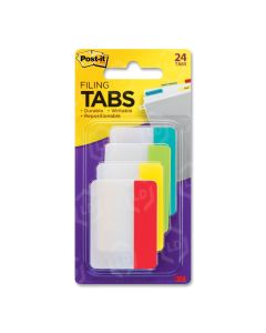 Post-it Durable File Tab - 24 per pack Write-on - 24 / Pack - Aqua, Lime, Yellow, Red Tab