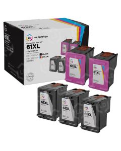 LD Remanufactured Black and Color Ink Cartridges for HP 61XL