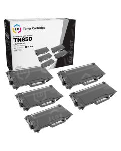 5 Pack Brother TN850 High Yield Black Compatible Toner Cartridges