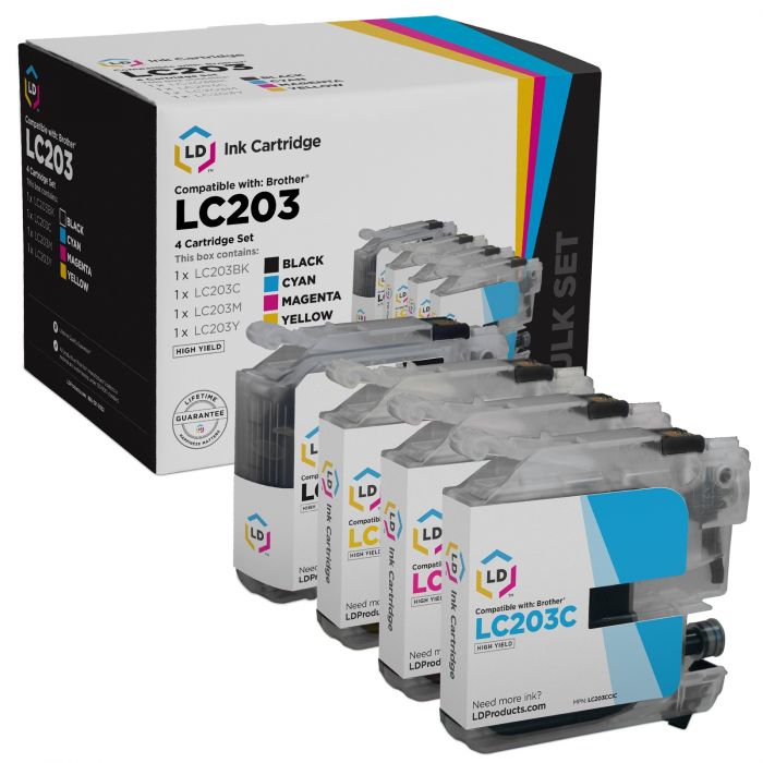 4-Cartridge Set For Brother LC203 Ink - LD Products