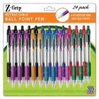 Zebra Pen Z-Grip Retractable Ballpoint Pen, Assorted - 24 Pack