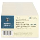 Business Source Adhesive Note Pad - 18 per pack - 3" x 5" - Yellow