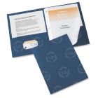 Avery Two Pocket Folder with Fastener - 8.50" x 11" - 2 Pockets - Embossed Paper - Dark Blue