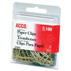 Acco Gold Tone Paper Clips - 100 per pack