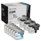 Set of 9 Brother Compatible LC20E Ink Cartridges: 3BK and 2 each of CMY