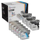 Set of 9 Brother Compatible LC10E Ink Cartridges: 3BK and 2 each of CMY