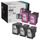 LD Remanufactured Black and Color Ink Cartridges for HP 63XL