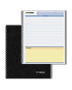 Mead QuickNotes One Subject Action Planner - 8.50" x 11" - 160 Page- Linen Cover - Black