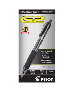 Pilot G2 Retractable Gel Ink Pen, Black - 12 Pack