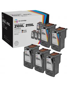 Remanufactured Canon PG-210XL and CL-211XL Bundle: 3 PG-210XL HY Black and 2 CL-211XL HY Tri-Color