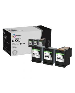 LD InkPods&trade; Replacements for HP 67XL Black Ink Cartridges (3-Pack with OEM printhead)