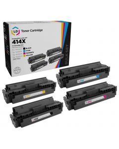 4-Pack Compatible HP 414X Toners for Cartridges CMYK