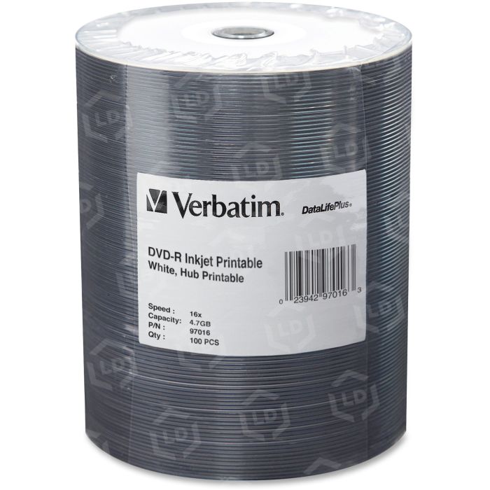 Verbatim 97016 DVD Recordable Media - DVD-R - 16x - 4.70 GB - 100
