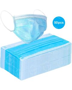 Disposable Face Masks, 3-Ply Earloop, 50 Pack