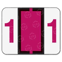 Smead Numeric Number 1 Color Coded Label - 500 per roll 1.25" Width x 1"- Red