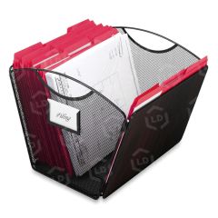 Safco Onyx Mesh Desktop Tub File Organizer 9.5" x 12.5" x 13.8" - Steel - Black