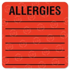 Tabbies Square Allergies Label - 500 per roll