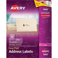 Avery 1" x 2.62" Rectangle Easy Peel Address Label - 1500 per box