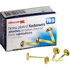 OIC Brass Plated Roundhead Fasteners - 100 per box