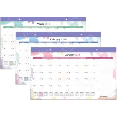 Day Runner Watercolors Compact Monthly Desk Pad Calendar
