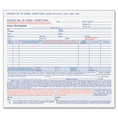 TOPS Bill of Lading, 3-Part, Carbonless, Bulk Pack, 250 SET/BX - 250 per box