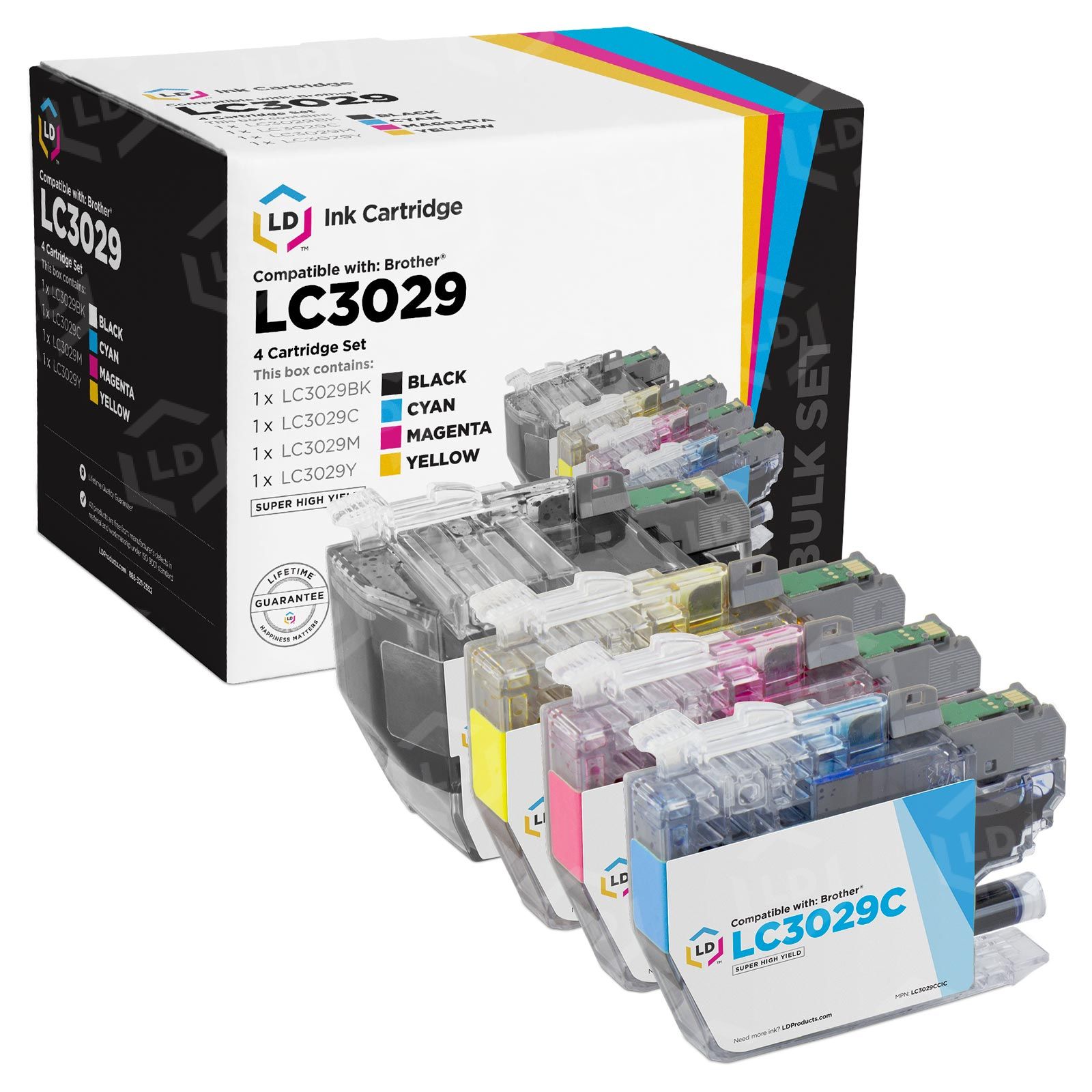 Affordable 4-Cartridge Set For Brother LC3029 Super HY Ink - LD