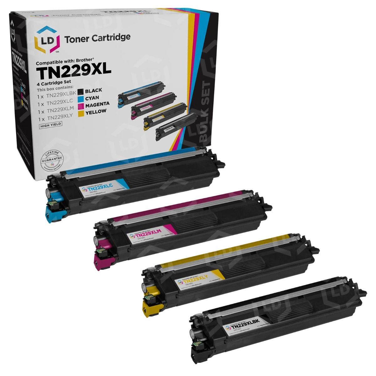 Compatible Brother TN229XL HY Toner Set of 4 (Bk, C, M, Y) - LD