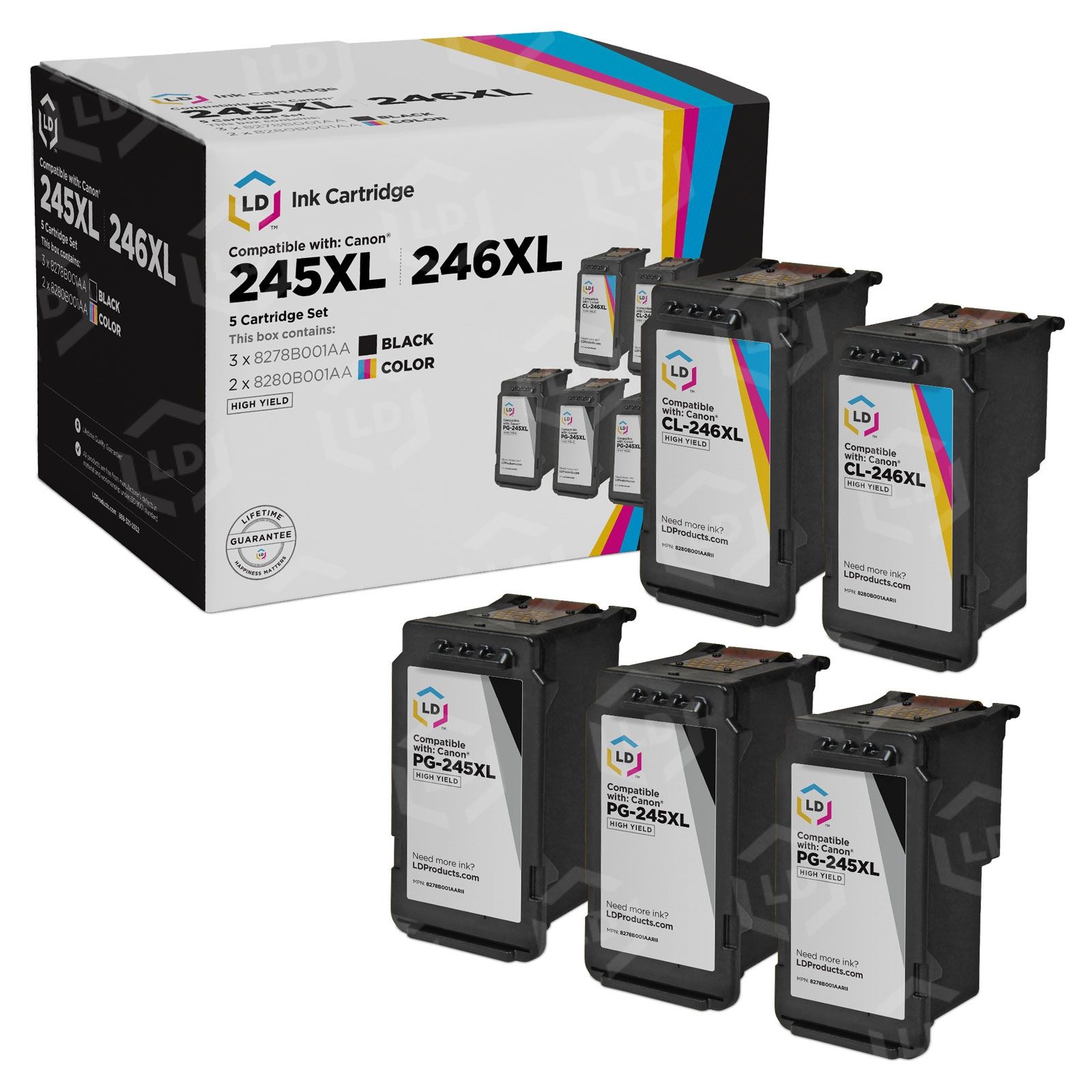 Canon PG-245XL CL-246XL Ink Cartridge Bundle - LD Products