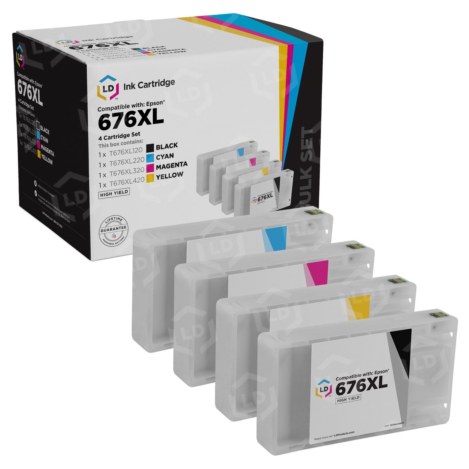 Affordable 4-Cartridge Set For Epson 676XL Ink - LD Products