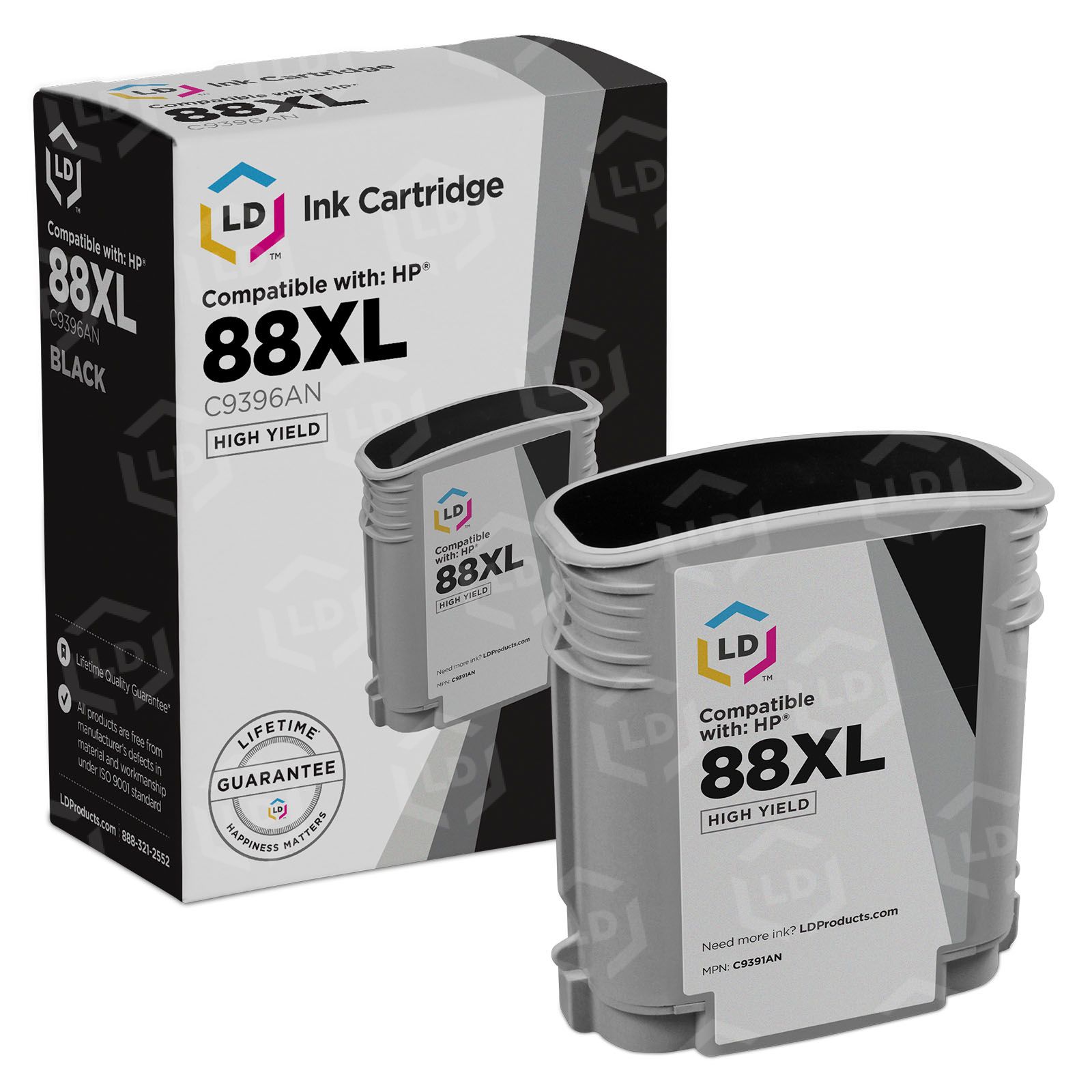 LD Remanufactured HY Black Ink Cartridge - For HP C9396AN (88XL