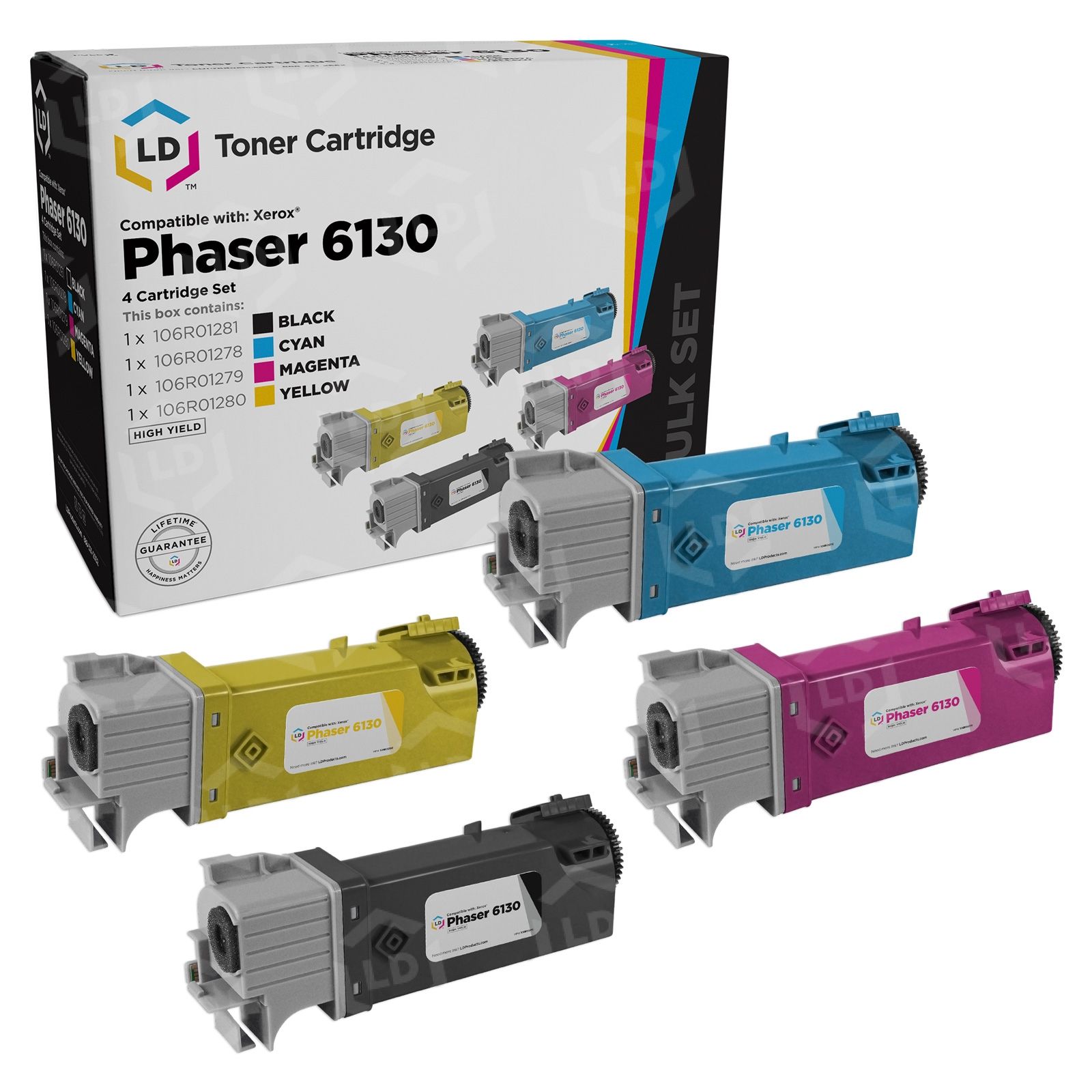 Xerox Phaser 6130 High Capacity (BK, C, M, Y) Toners - LD Products