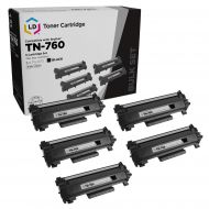 5 Pack Brother TN760 High Yield Black Compatible Toner Cartridges