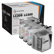 Set of 4 Brother Compatible LC209 and LC205 Ink Cartridges: BCMY