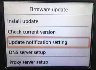 Update notification setting